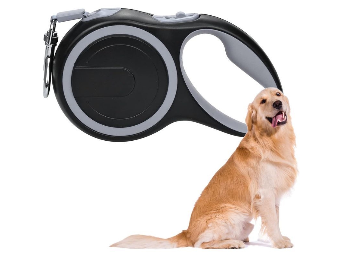 Correa Retráctil Para Perros Con Mango Antideslizante Ajustable, Sin Enredos, Para Perros Pequeños Medianos Grandes (gris)
