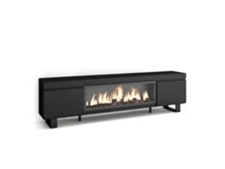 Mueble TV, Televisión, 210, Para TV hasta 80, Chimenea eléctrica XXL, Diseño industrial, Negro SKRAUT HOME