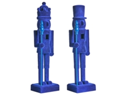 Figuras navideñas Beliani Flatey con textura aterciopelada, hechas de ABS y poliamida azul, 10 x 3 x 40 cm (material sintético duradero).