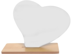 Espejo de maquillaje grande de acrílico con forma de corazón y soporte.