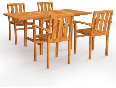 Conjunto 5 Conjunto de comedor de jardín VIDAXL madera maciza de teca