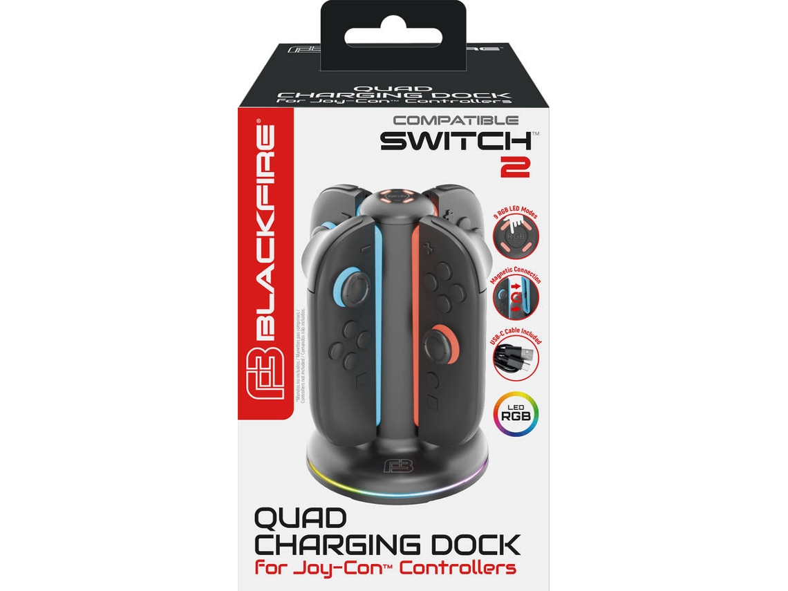 Cargador Joy-Con BLACKFIRE Nintendo Switch 2 Quad