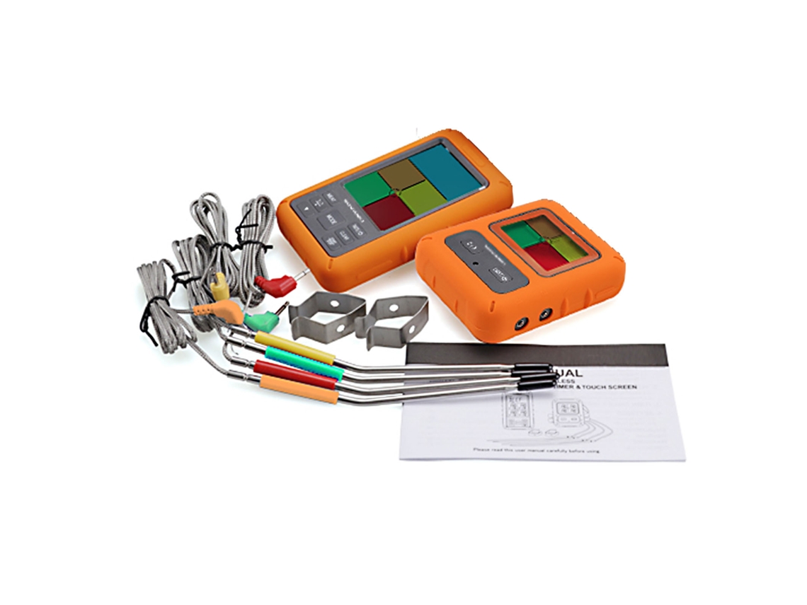 Termómetro Inalámbrico Para Carne Con 4 Sondas, Ipx7, Pantalla Lcd Retroiluminada, Temporizador Para Barbacoa, Parrilla, Horno Y Cocina.