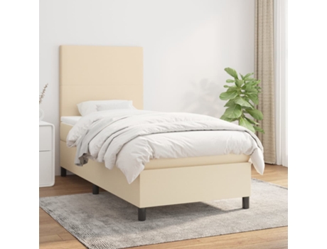Cama con somier VIDAXL (Beige - Tela - 203 x 90 x 128 cm)