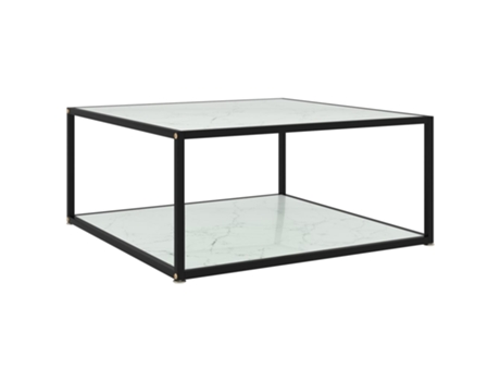MAISON EXCLUSIVE Mesa de centro vidrio templado blanco 80x80x35 cm