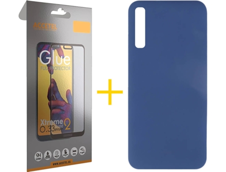 Kit Funda + Protector de Pantalla Samsung Galaxy A50 ACCETEL Full Silicona Líquida (Azul)