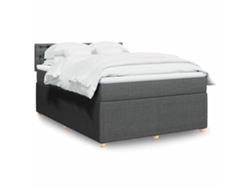 Cama Box Spring Con Colchón Tela Gris Oscuro 160x200 Cm