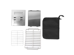 Mini parrilla de barbacoa plegable de acero inoxidable, accesorios para horno de carbón con ventilación y protección contra el viento.