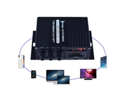 Amplificador De Áudio Ak370 Mini Portátil 20w+20w Com Controle Remoto Fm Bt Para Carro E Casa