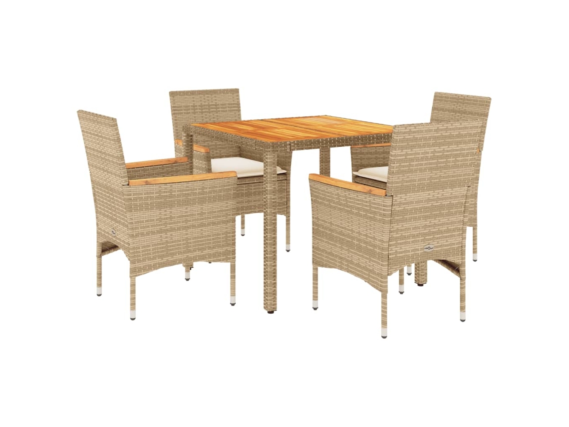 Maison Exclusive - Set De Comedor Jardín 5 Pzas Con Cojines Ratán Pe Acacia Beige