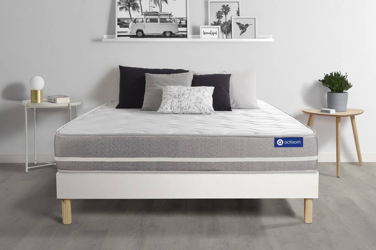Conjunto de Somier Blanco + Colchón ACTISOM Actilatex Touch (150x200 cm - Látex)