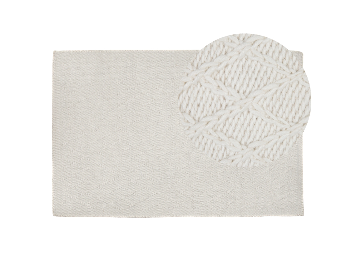 Alfombra de pelo corto BELIANI Erzin de Lana Blanco 140x200