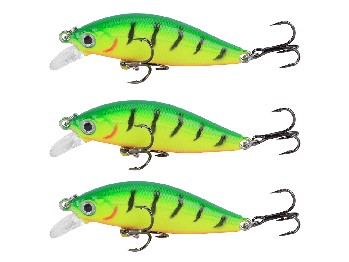 3 Piezas Minnow Cebo Artificial Realista Con Doble Anzuelo, Placa De Lengua Sumergible, Lure De Pesca