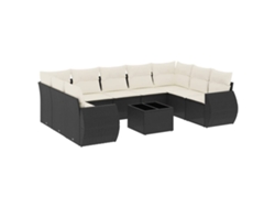 Maison Exclusive - Set De Sofás De Jardín 10 Pzas Cojines Ratán Sintético Negro