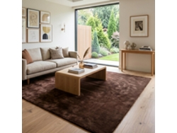 Rugura - Alfombra Lavable Y Antideslizante De Salón O Habitación, Lisa, De Pelo Corto, Suave, 120x170cm, Marrón