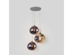 Lámpara de araña Triple Magma Violeta de cristal metálico irregular, casquillo E27, ideal para salón, comedor o dormitorio Alpinaluz