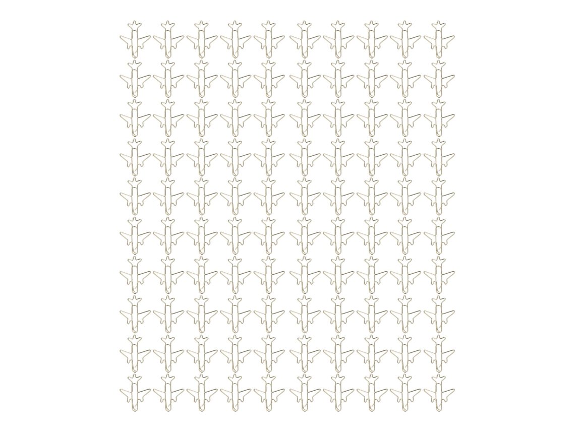 100 Adorables Clips De Papel Dorados Con Forma De Avión, De Metal Galvanizado, Con Caja De Almacenamiento.