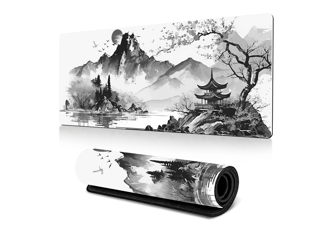 Alfombrilla De Ratón Gaming Xxl Estilo Pintura A Tinta - Mousepad De Goma Natural - 30x80cm Inktwas