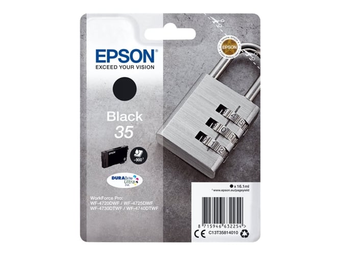 Cartucho de tinta original EPSON 35, Candado 16,1 ml , Negro, C13T35814020, T3581