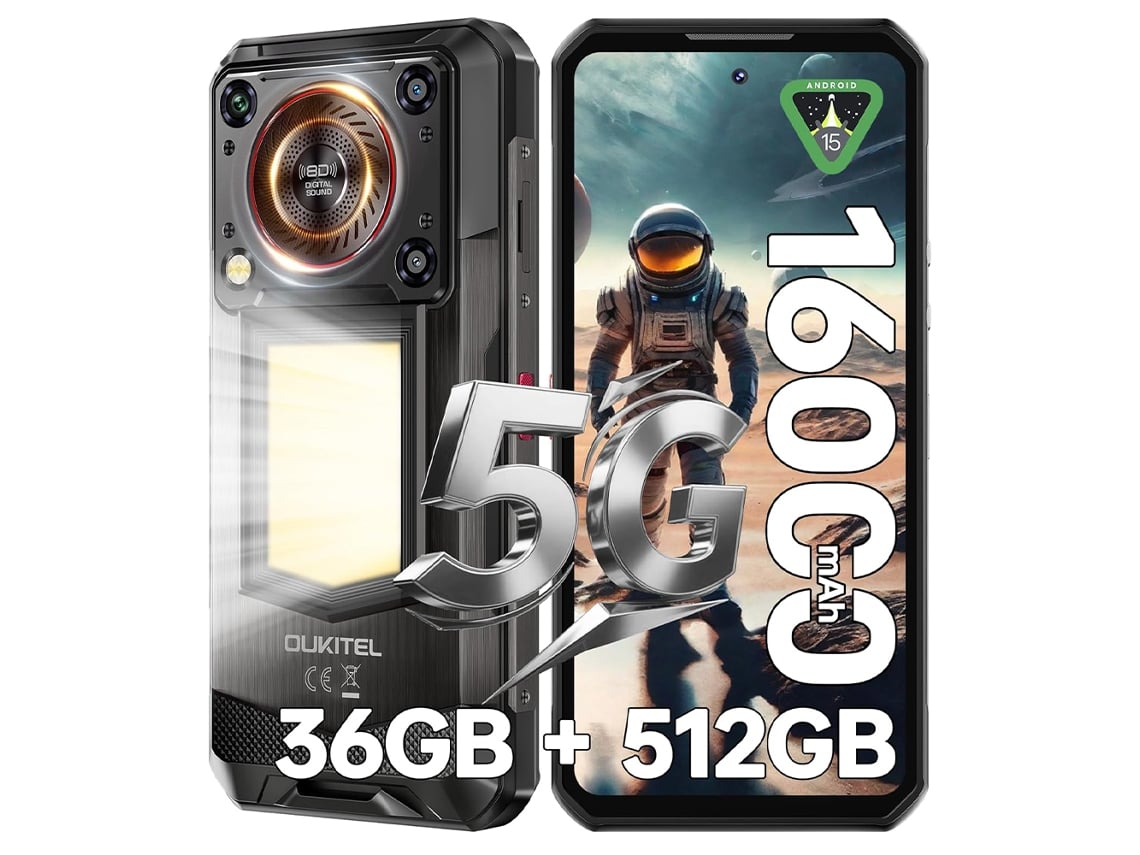 Oukitel Wp56 5g Rugerizado Ip68 16000mah 120hz 108mp 45w 36gb+512gb Nfc Preto