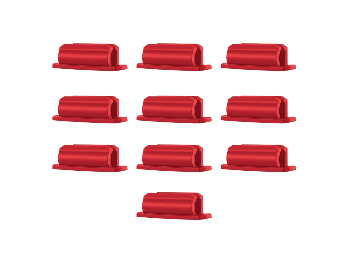 10 Unidades De Soportes Portátiles Adhesivos Para Bolígrafos En Silicona Roja Para Uso En La Oficina.