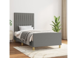 Estructura De Cama Sin Colchón Tela Gris Oscuro 80x200 Cm