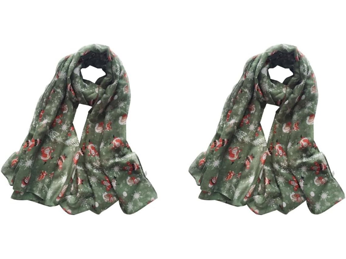 Bufanda De Voile Estampada De 2 Piezas Con Diseño De Papá Noel, Chal Ortopédico Y Cómodo Para Fiestas.