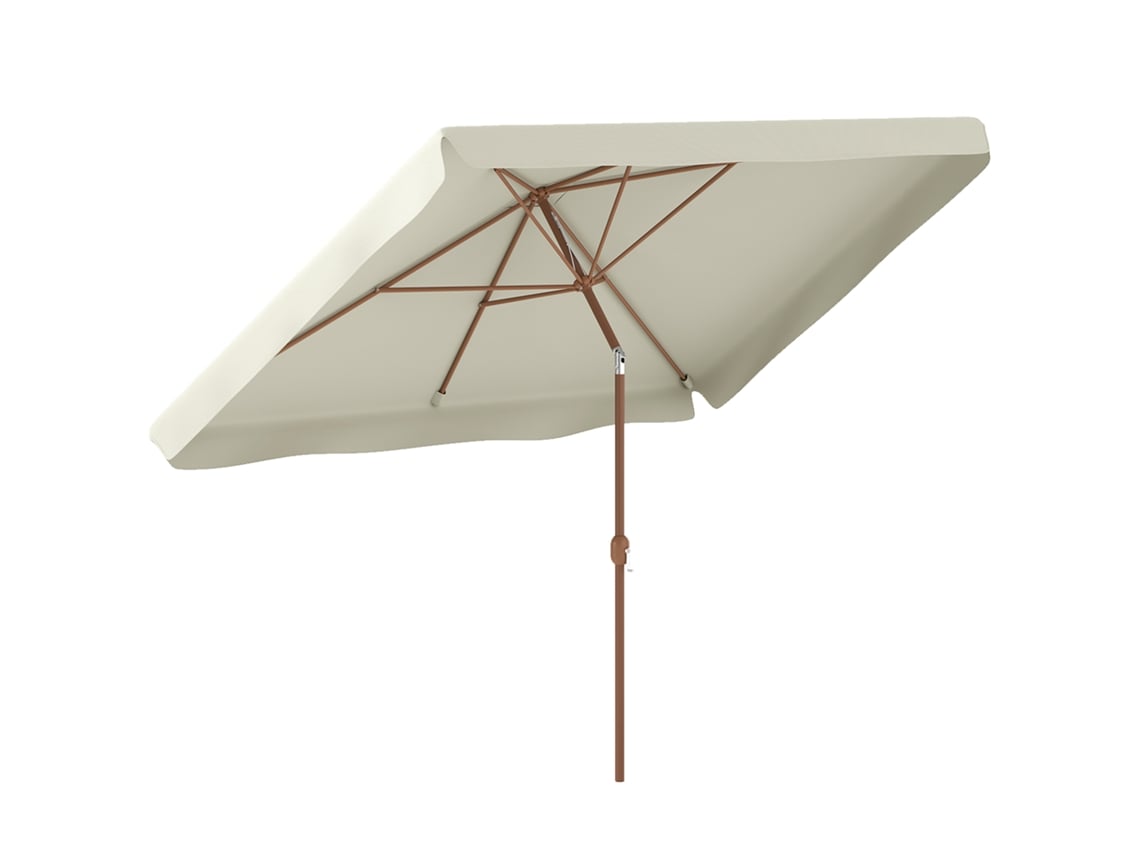 Sombrilla de exterior para patio, 300x200x245 cm, manivela de aluminio ajustable, protección UV50, color beige.