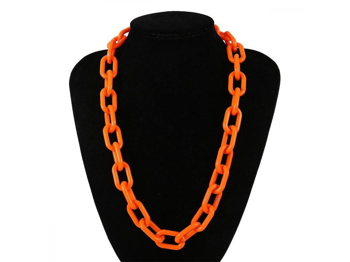 2026-colgante De Collar De Acrílico Geométrico Exagerado Para Mujer 62cm Moda Playa Y Ocasiones Especiales Naranja