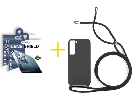 Carcasa + 2 Protectores de Cámara para Samsung Galaxy S22 Plus 5G ACCETEL Negro