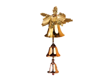 Adorno de Navidad ZMDECQNA Colgadores Puerta Cascabel Campana Colgante Cinta B Dorado (24x16x9cm)