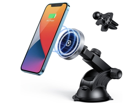 Cargador Montaje Automóvil Mag Safe Inalámbrico Base Teléfono para BISBISOUS Negro