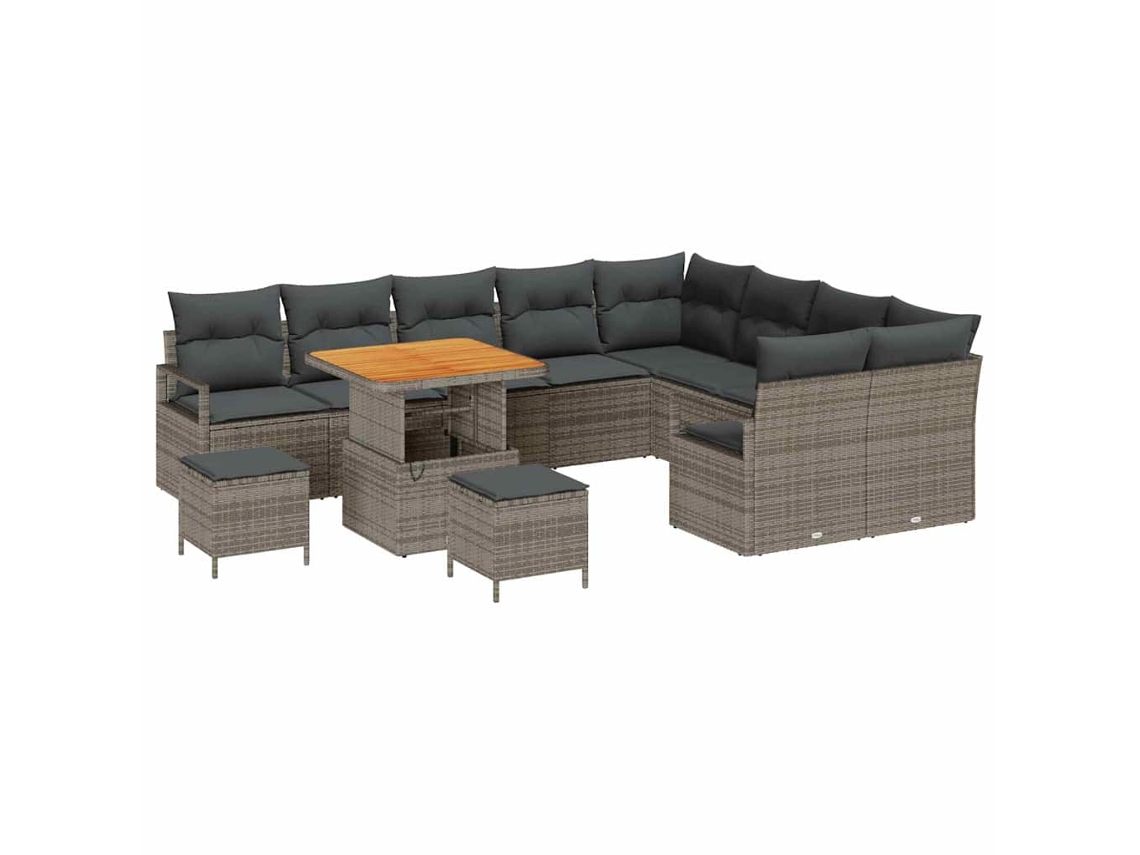 Maison Exclusive - Conjunto De Sofá De Jardín Con Cojín Con Almohada 12 Pcs Gris