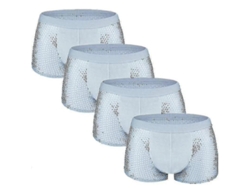 Calzoncillos Bóxer De Bambú Y Seda Helada Para Hombre, 4 Piezas, Ropa Interior De Malla.