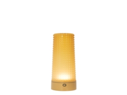 Zafferano Soffio - Lámpara De Mesa Led Recargable Ip65, Regulador Táctil, Inalámbrica, 10 H De Autonomía - Vidrio Soplado En Oro Mate Y Ámbar