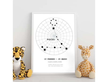 Póster NACNIC con La Constelación Piscis. Poster con Símbolo do Zodiaco en y Fondo do Cielo Estrellado