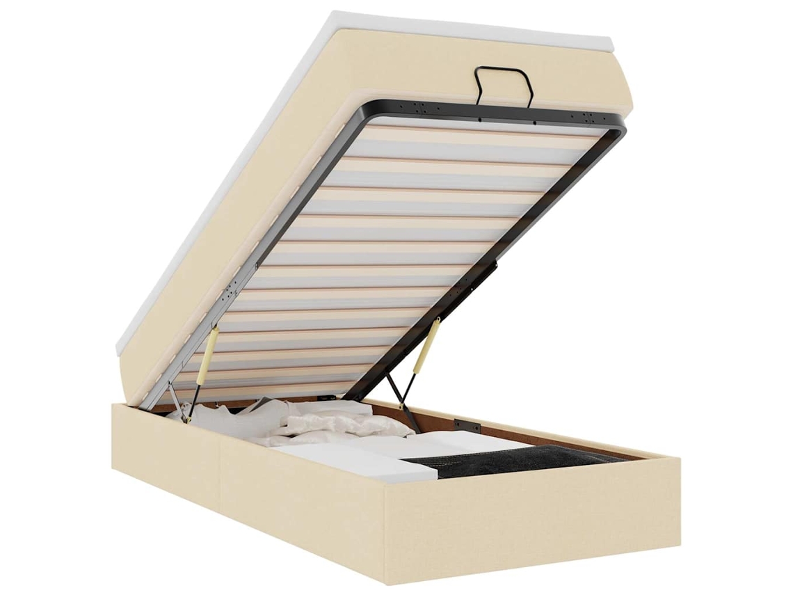 Maison Exclusive - Estructura De Cama Otomana Con Colchón Tela Crema 90x200cm