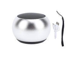 Mini Altavoz Portátil Bluetooth 5.3 Con Sonido Envolvente Tandem, Batería De 300 Mah, Alto Volumen, Color Plata.