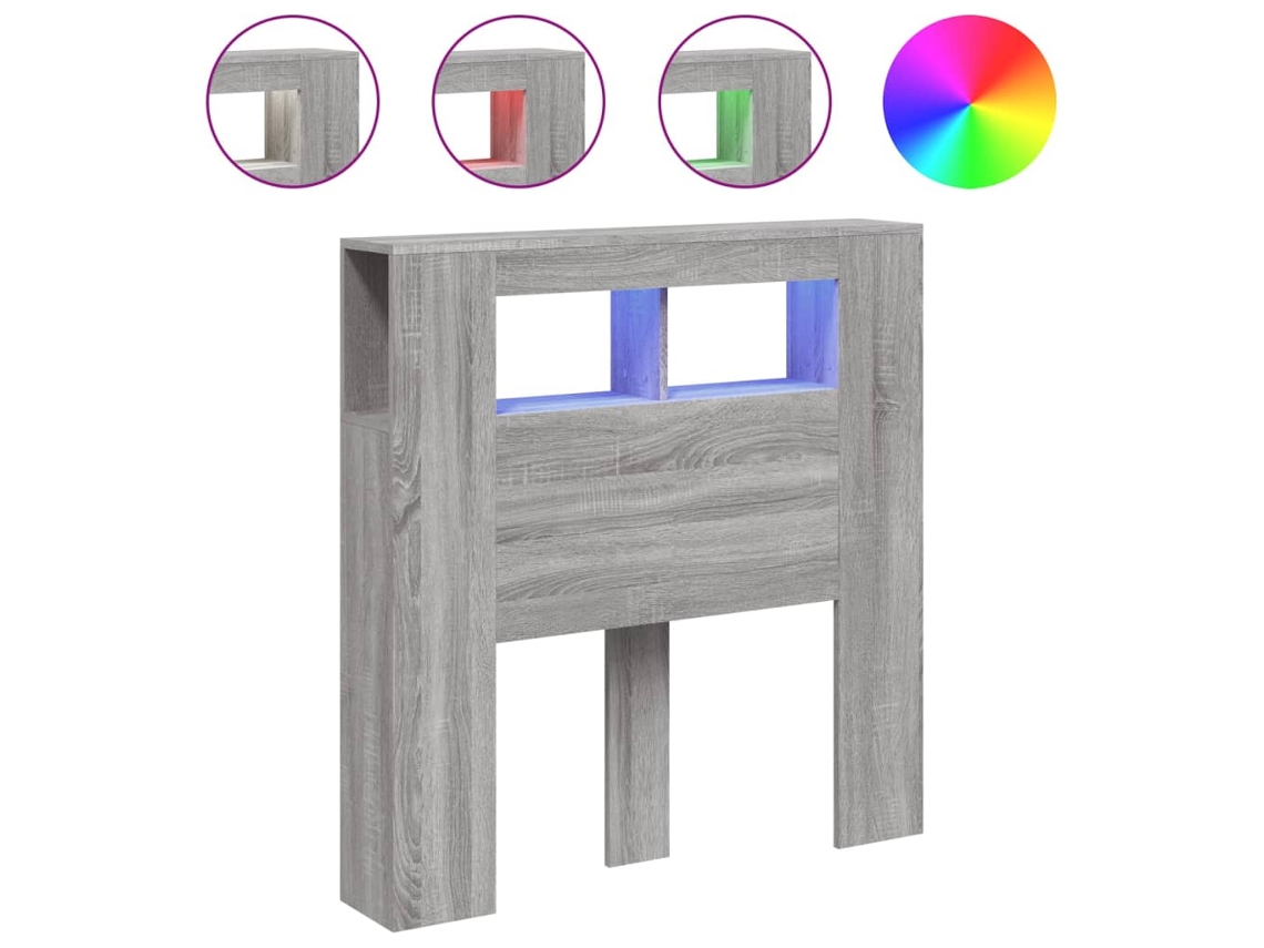 Maison Exclusive - Cabecero Led Madera Ingeniería Gris Sonoma 100x18,5x103,5 Cm