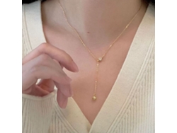 (oro) Collar Delicado Y Versátil De Estilo Francés, Plata De Ley S925, Colgante De Circonita Con Cuenta Redonda.