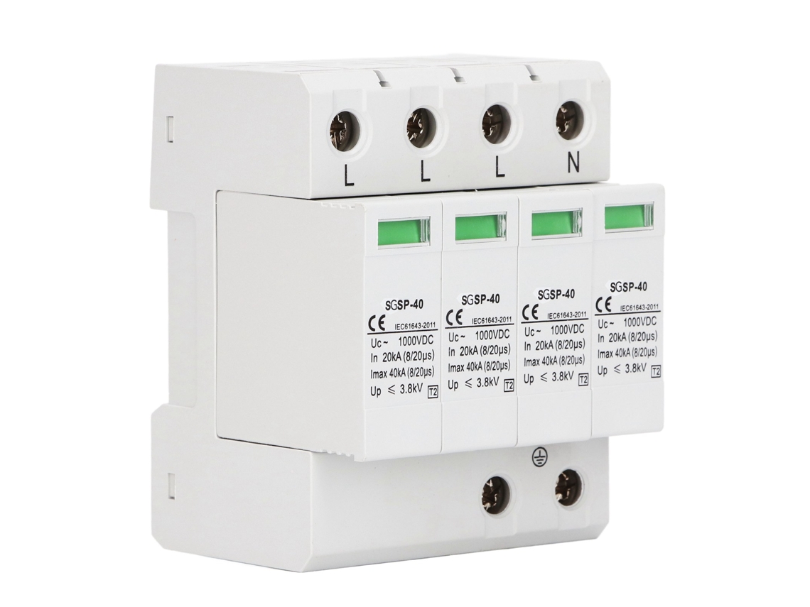 Protector De Sobrecarga Dc 1000v 40ka Dispositivo Protector Para Sistema De Energía Fotovoltaica 4p Blanco