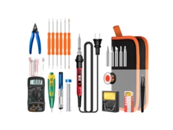 Mini kit de soldadura eléctrica de 60 W con pantalla LCD digital, herramientas de soldadura inteligentes con pinzas, multímetro y estuche de transporte.