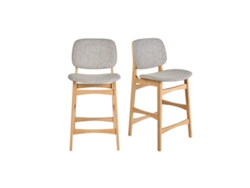 Taburetes Escandinavos De Madera Clara Fresno Y Tejido Gris Claro H66 Cm (lote De 2) Soquette Miliboo