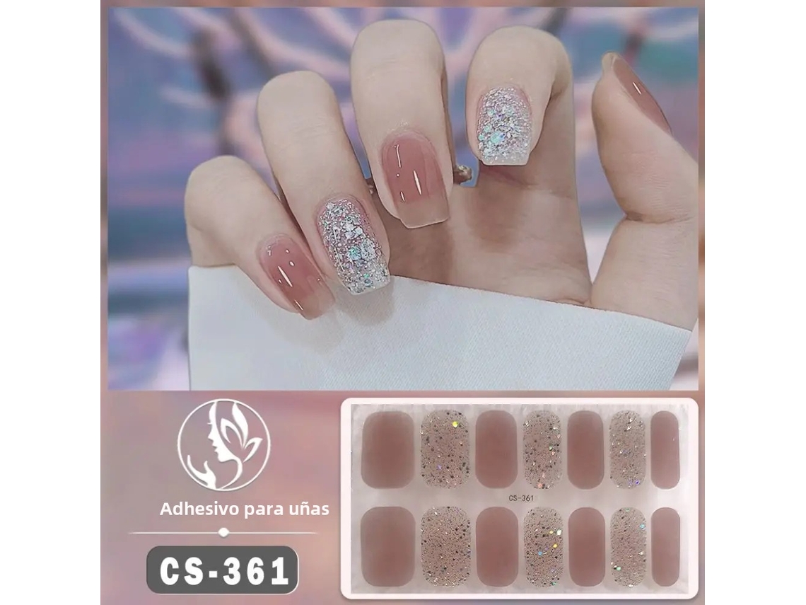 Pegatinas de uñas de gel semicuradas, incluye 14 piezas autoadhesivas.