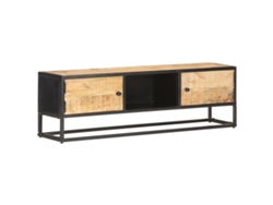 Mueble de Armario Tv con Puerta Tallada 130X30X40 Cm Mango Áspera