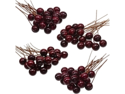 Frutos De Acebo Artificiales, 100 Unidades Mini De 65 Mm Para Decoración Navideña Diy (rojo Oscuro)