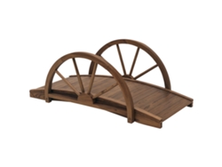 Puente De Jardín De Madera Con Pasamanos Semicircular, Capacidad De 150 Kg, 100x50x37 Cm, Marrón, Para Decoración Exterior.