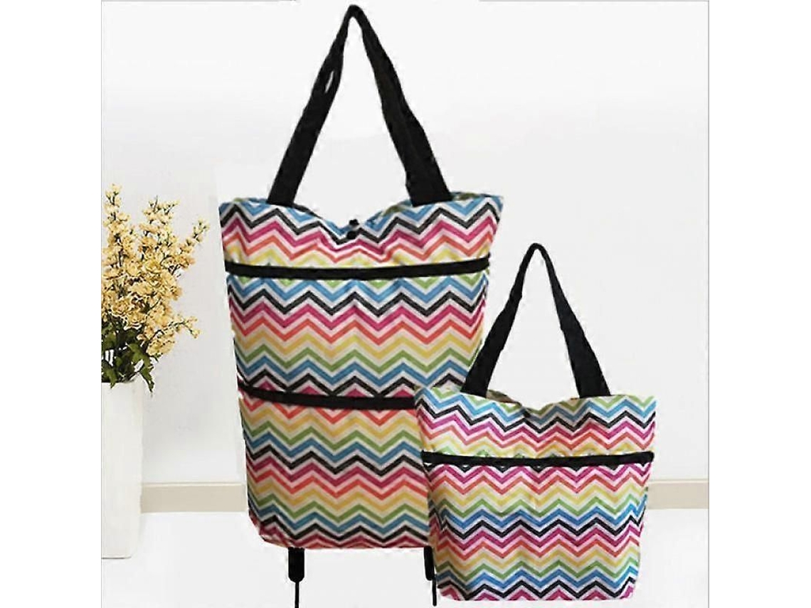 Carrito de compras plegable 2 en 1 con cremallera de dos etapas y ruedas. GOKOCO