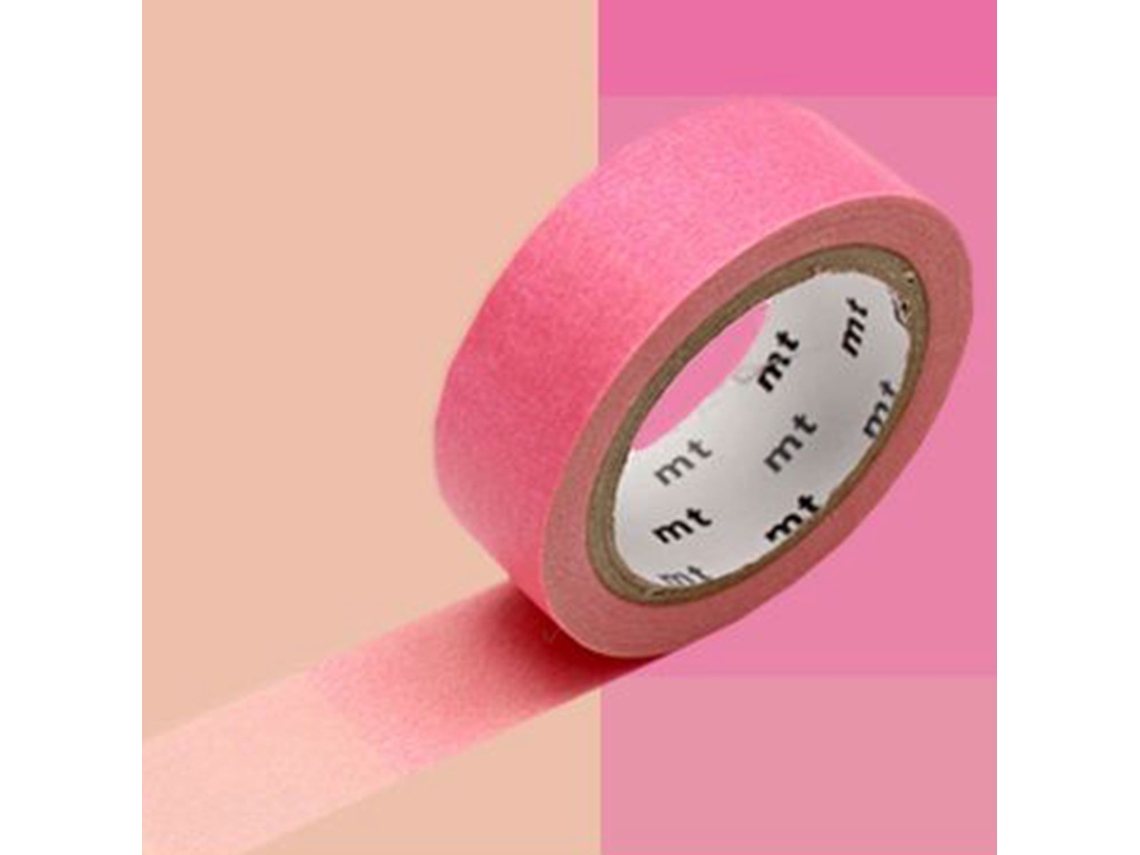 Cinta adhesiva decorativa rosa fluo y verde degradado - 1,5 cmx7 m