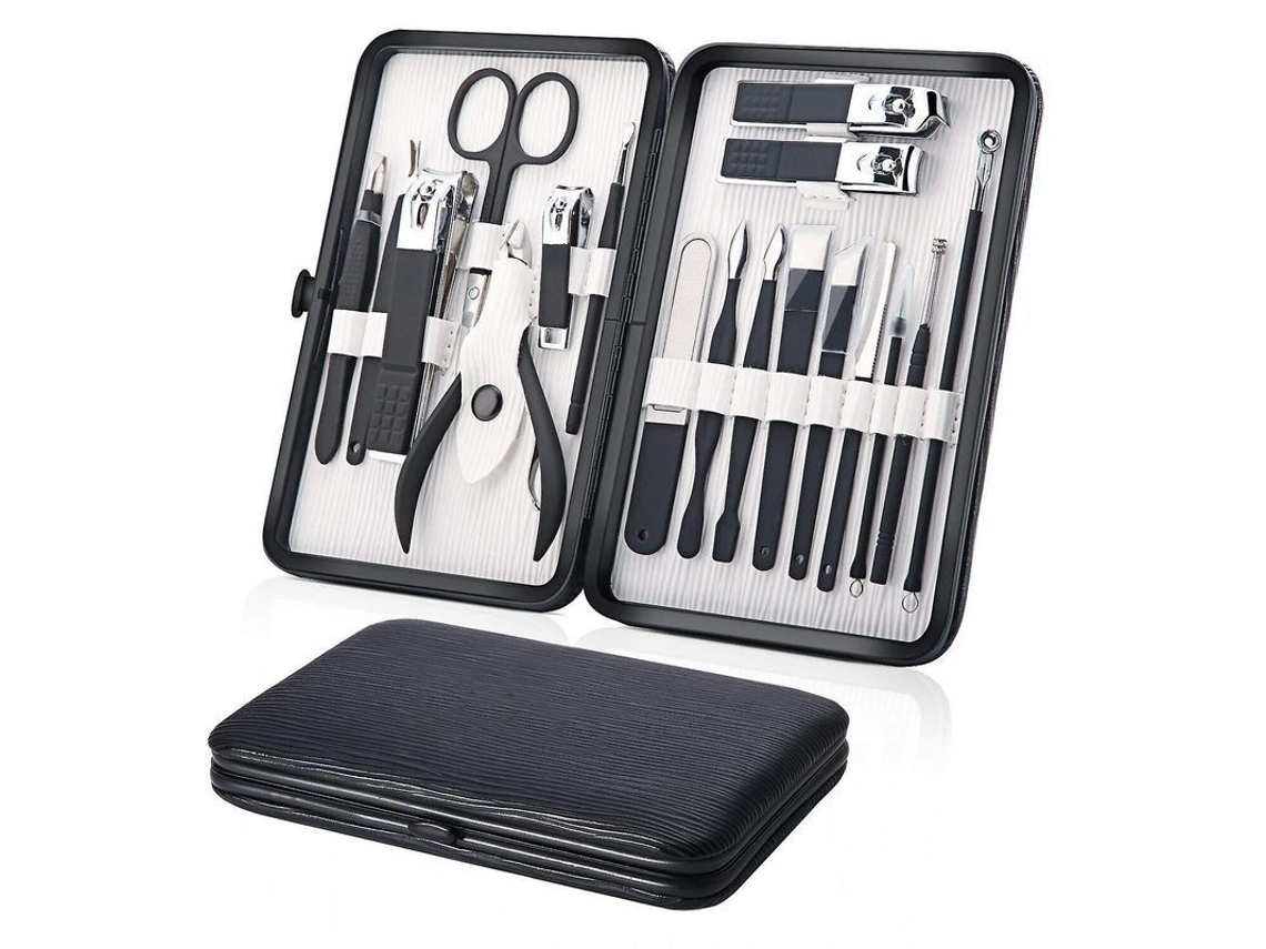 Kit De Manicura Y Pedicura De 18 Piezas, Herramientas De Acero Inoxidable Para El Cuidado De Las Uñas, Color Negro.